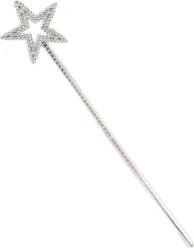 Vista 13 de MYUBWTF Varita mágica de plata de 13 pulgadas con forma de elfo y estrella de ángel