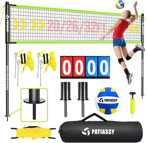Vista 11 de Portable Volleyball Net Set for Backyard & Beach, Adjustable Width (32/26/20FT) & Height, Anti-Sag Tension Design, Metal Stakes for Outdoor