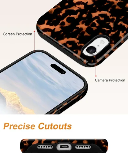Vista 654 de Jusy Funda compatible con MagSafe con estampado de caparazón de tortuga marrón para iPhone 7/8/SE, cubierta protectora de TPU suave magnética