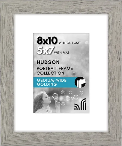 Vista 100 de Americanflat Marco de fotos de 5 x 7 pulgadas con vidrio inastillable, para usar como marco de 4 x 6 con paspartú o para fotos de 5 x 7 pulgadas sin