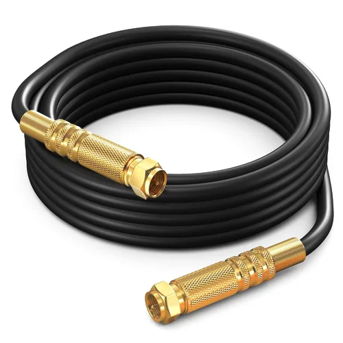 Vista 27 de Cable coaxial RG6, triple blindado, sin oxígeno, cable de cobre para TV, Internet y más, cable coaxial flexible de 1.5 pies, color blanco
