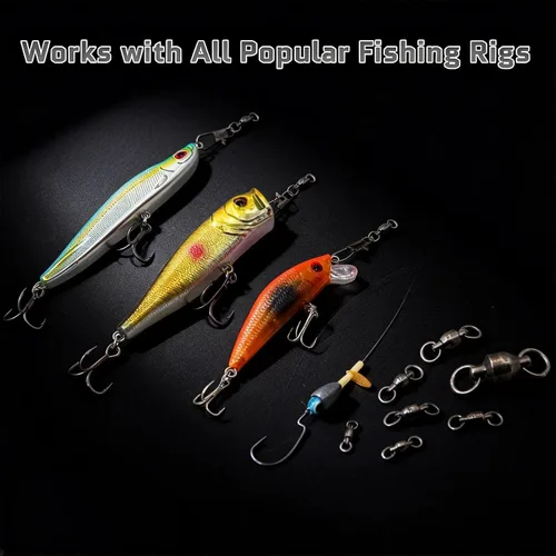 Vista 5 de FishTrip Eslabones Giratorios de Pesca con Rodamiento de Bolas 30/50 piezas 0#-10# Aparejo de Pesca con Anillo de Soldadura Sólida de Acero