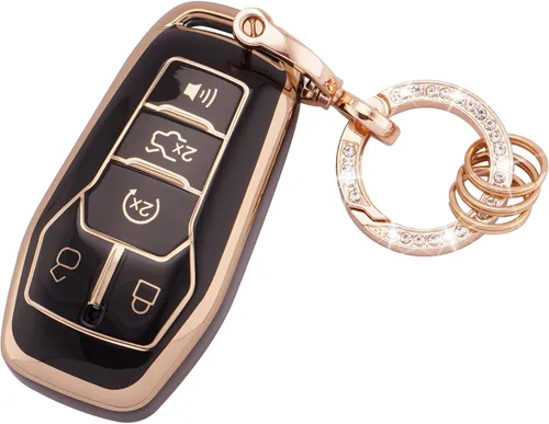 Vista 12 de EKALA Funda para llave Ford con cordón de cuero, funda de llavero de TPU suave para Ford F150 F250 F350 Escape Explorer Expedition Ranger, Lincoln