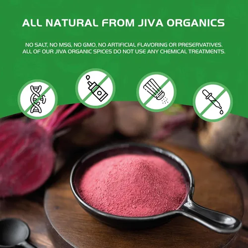 Vista 7 de Tarro de polvo de remolacha orgánica de 8 onzas, puro y natural, sin OMG, vegano, para la salud, hornear e incluso en batidos por Jiva Organics