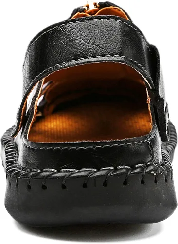 Vista 4 de JAMONWU Men's Casual Closed Toe Adjustable Leather Sandals Handmade Fisherman Beach Sandals