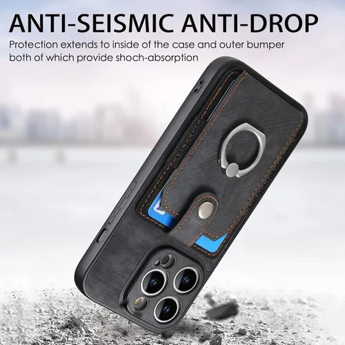 Vista 4 de Asuwish Funda de teléfono para iPhone 13 Pro Max 2021 de 6.7 pulgadas con protector de pantalla de vidrio templado y soporte de tarjeta de anillo
