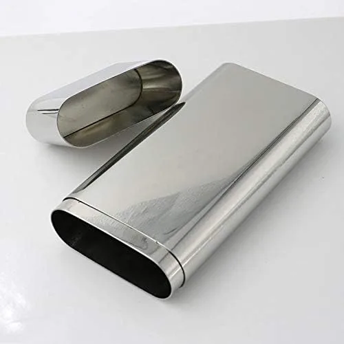 Vista 2 de Caja de cigarros triple de acero inoxidable con bolsillo para cigarros (acabado espejo)