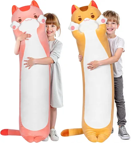 Vista 11 de Almohada larga de felpa negra ultra suave diseñada por artistas de Mewaii, con relleno extra para mayor comodidad, peluche de animal de alta