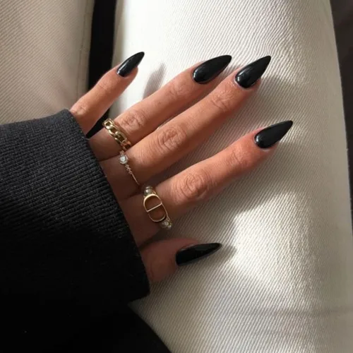 Vista 16 de Uñas postizas de presión con forma de almendra rosa de longitud media estilo stiletto, uñas artificiales de gel suave reutilizables acrílicas