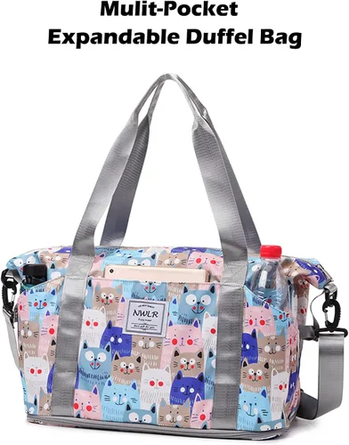Vista 4 de Bolsa de viaje expandible, bolsa de viaje para el fin de semana, bolsa de gimnasio para mujer