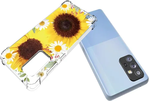 Vista 5 de Funda de teléfono para Galaxy A52 4G, Samsung A52 5G funda para niñas y mujeres, delgada, a prueba de golpes, patrón floral, suave, flexible, funda