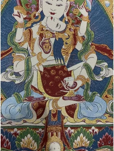 Vista 5 de Bordado de seda tibetano Thangka budista Vajrakila Mahāsattv Tangka Yoga Budista Tapiz colgante de pared Arte de pared Decoración del hogar Tapiz