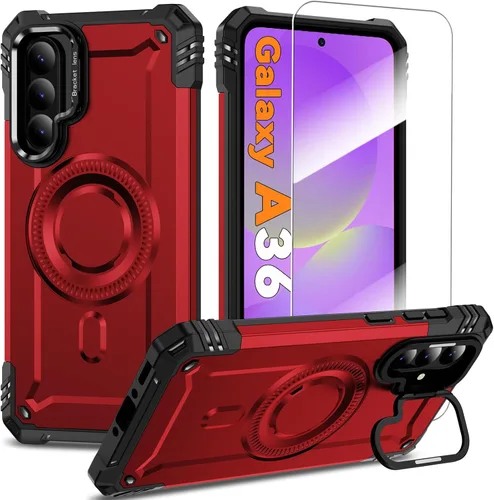 Vista 17 de Funda magnética para Samsung Galaxy S25+ Plus/Galaxy S24+ Plus [Soporte de anillo de cámara integrado] [Protector de pantalla]