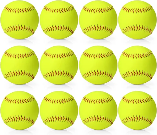 Vista 7 de Pelotas de sóftbol de 11 pulgadas, tamaño y peso oficiales, softball de lanzamiento lento, sin marcar, cubierta de cuero, pelota de sóftbol juvenil