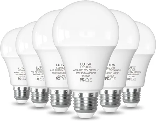 Vista 11 de Bombillas LED A19 E26, 60 W Eqv, 9 W, 2700 K, no regulables, paquete de 6 900 lúmenes, luz blanca cálida, ideal para iluminación de dormitorio
