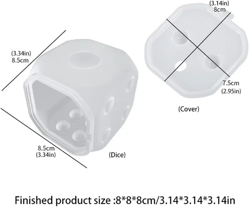 Vista 2 de Surakey Moldes de dados de resina, 4 estilos de moldes de dados poliédricos con molde de dados de silicona, filete cuadrado triangular, herramienta