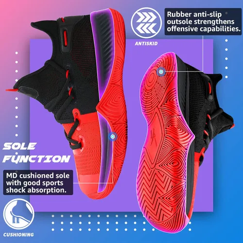 Vista 5 de WETIKE - zapatillas de básquetbol antideslizantes para niños y niñas, zapatillas para correr al aire libre (niños pequeñosniños grandes)
