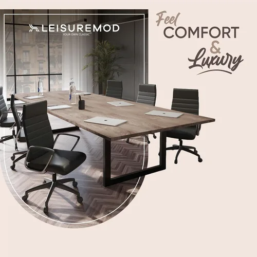 Vista 5 de LeisureMod Hilton Leather Executive Office Chair, Adjustable Height Negro