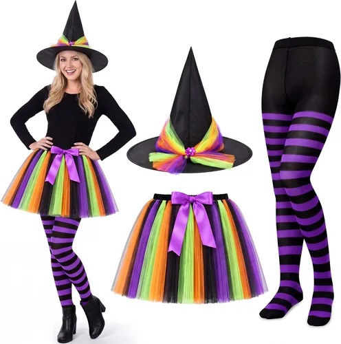 Vista 11 de SATINIOR Disfraz de bruja de Halloween para mujer 2026, negro y verde