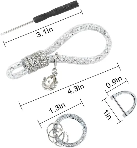 Vista 3 de Llavero de cristal para mujer, llaveros de cristal para llaves de coche, llaveros brillantes para mujer, llavero de diamantes de imitación