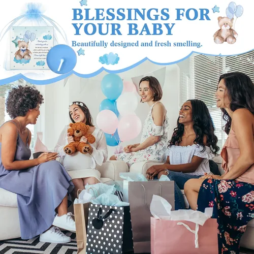 Vista 5 de Colarr Juego de 50 Velas para Baby Shower Temáticas de Oso como Recuerdos para Baby Shower, Regalos para Invitados, Incluye 50 Velas de Té, 50