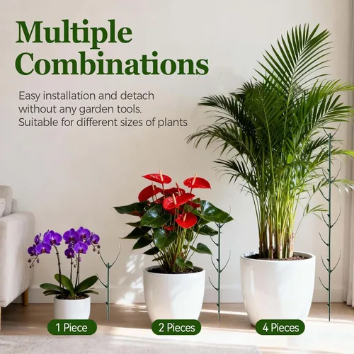 Vista 7 de Paquete de 10 estacas apilables Monstera para plantas, soportes ajustables para plantas pequeñas en macetas de interior, potos, filodendro, hiedra