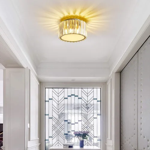 Vista 8 de BUXVRCS Lámpara de Techo Moderna, Mini Candelabro de Cristal de Montaje al Ras, A 5.89'' x An 8.66'' Pequeños Accesorios de Techo de Cristal