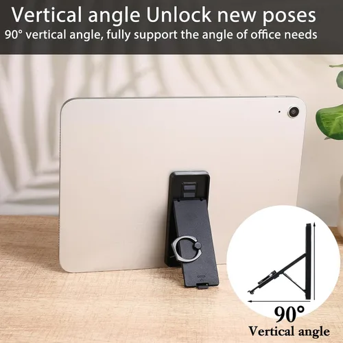Vista 5 de Soporte universal para tableta, soporte de anillo ajustable, soporte de tableta negro, mango adhesivo, soporte de mano multiángulo, accesorio