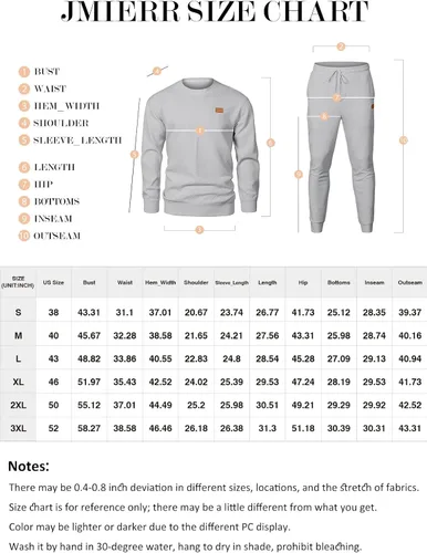 Vista 6 de JMIERR Conjunto de 2 piezas para hombre con cuello redondo, sudadera de jacquard y pantalones deportivos