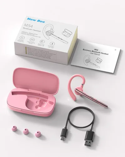 Vista 9 de New Bee Auriculares Bluetooth V5.1 72H Hablar Time Dual Mic con botón de silencio para negocios, auricular Bluetooth inalámbrico manos libres
