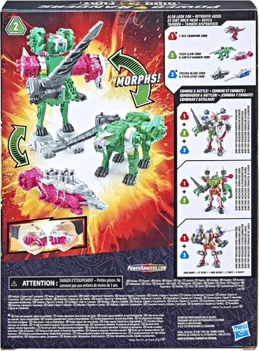 Vista 9 de Power Rangers Dino Fury - Martillo Ankylo rosa y garra de tigre verde, juguetes Zord para niños de 4 años en adelante Zord Link Sistema
