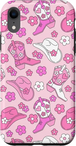 Vista 24 de iPhone 16 Pink Cowgirl Aesthetic Cowboy Boots Cowboy Hat Western Cute Case