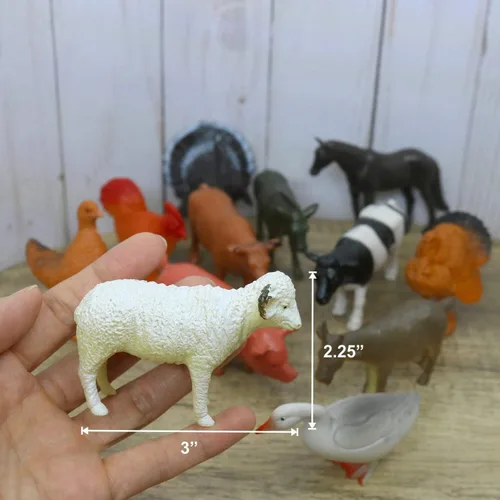 Vista 9 de GiftExpress 12 figuras de juguete grandes de animales de granja
