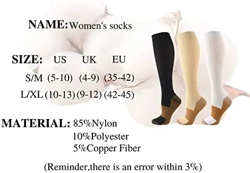 Vista 2 de EYHLKM - 9 pares de calcetines deportivos de compresión de cobre para mujeres y hombres, medias de circulación médica para enfermeras