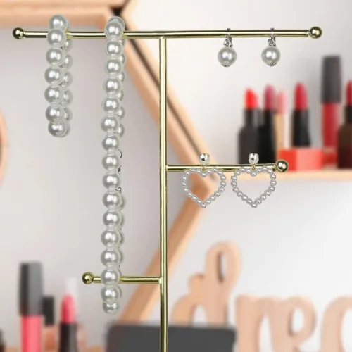 Vista 5 de Soporte de joyería para collares, organizador para colgar en la mesa, con niveles, árbol de joyería para exhibir collares, pulseras, anillos