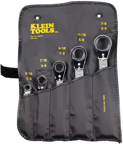 Vista 5 de Klein Tools 68245 Juego de llaves de trinquete reversibles, fabricadas en Estados Unidos, 5 piezas, color negro