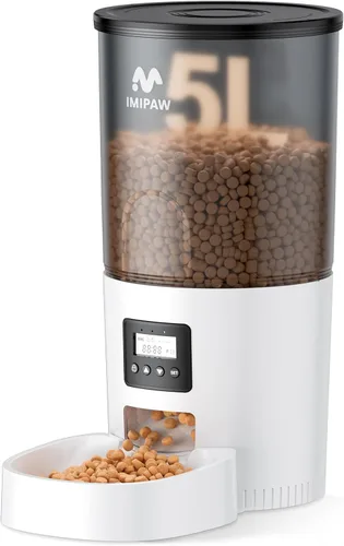 Vista 13 de IMIPAW Alimentadores automáticos para gatos, dispensador de alimentos secos para gatos con temporizador de 3 litros, fuente de alimentación doble