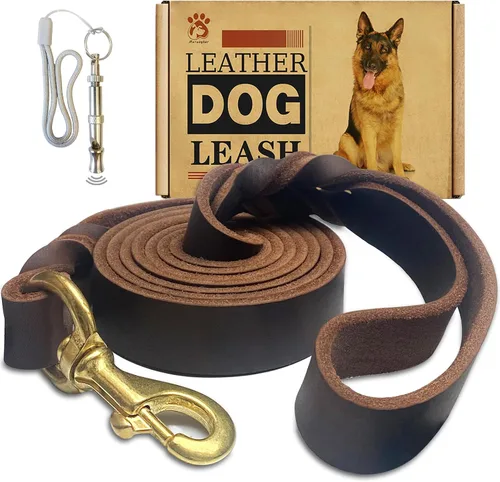 Vista 12 de Correa de perro de cuero 4 pies x 3/4 pulgada, Correa de entrenamiento para perros de cuero genuino trenzado resistente, suave y cómoda para perros