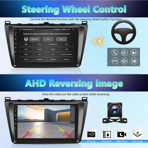Vista 6 de [2+32GB] Android 13 Car Stereo para Mazda 6 2007-2012,9 pulgadas pantalla táctil coche radio Android unidad principal con enlace espejo navegación