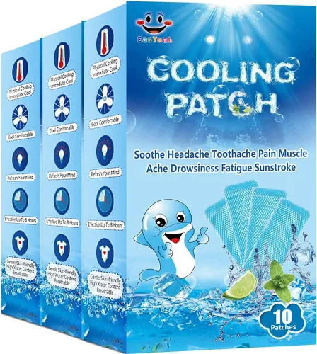 Vista 8 de EasYeah Kids - Parches refrescantes para aliviar la fiebre y aliviar el dolor, alivio de la fiebre, aliviar el dolor de cabeza, paquete de 10