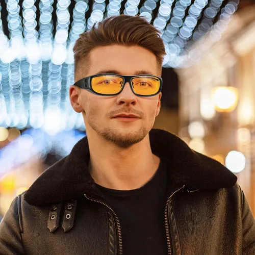 Vista 5 de URUMQI Gafas de conducción de visión nocturna para hombres y mujeres, lentes polarizados antirreflejos, lentes de alta definición amarillas