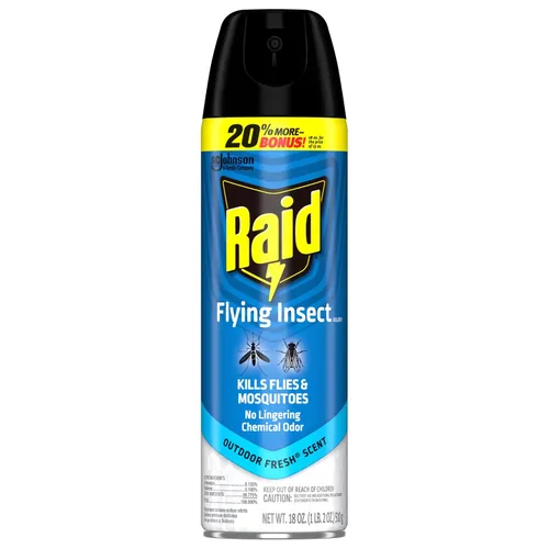 Vista 10 de Raid Aerosol para insectos voladores, aroma fresco al aire libre, mata moscas, mosquitos y otros insectos voladores en contacto
