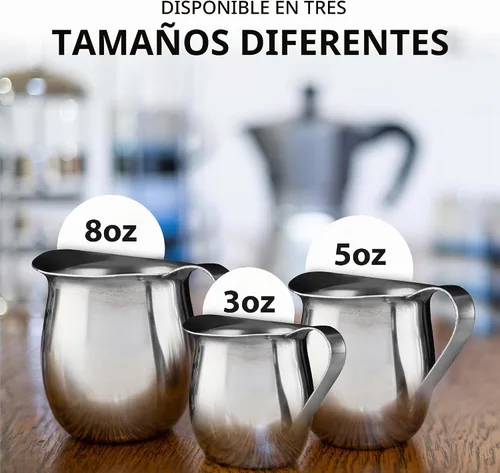 Vista 4 de Crema de campana de acero inoxidable para jarra de espuma de café expreso (2, 3 onzas)