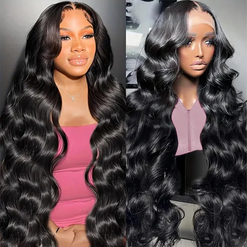 Vista 18 de Pelucas de cabello humano con encaje frontal HD de 13 x 6 pulgadas, cabello humano prearrancado, color negro natural, sin pegamento, peluca