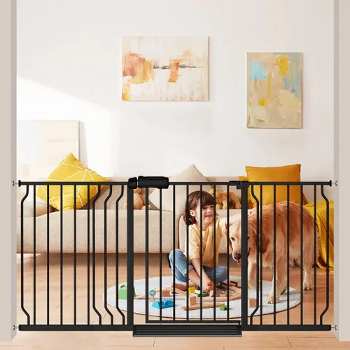 Vista 12 de Puerta Estrecha para Bebé de 61 a 73.5 Centímetros de Ancho Puerta para Mascotas Montada por Presión Sin Taladro Puerta de Seguridad de Paso