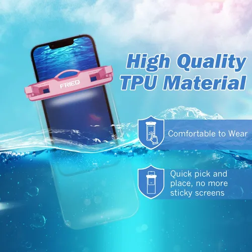 Vista 4 de Bolsa impermeable para teléfono, paquete de 2, funda impermeable universal IPX8, bolsa seca con cordón para iPhone 14/13/12/11 Pro Max, Samsung