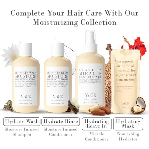 Vista 7 de VoCÊ Haircare - Mascarilla hidratante de manteca de karité natural y hibisco para el cabello Tratamiento acondicionador, hidratante y restaurador