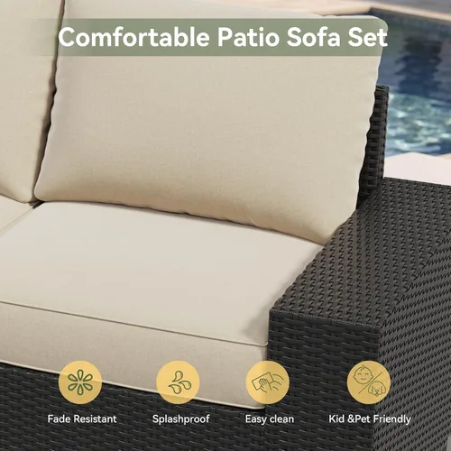 Vista 6 de Aoxun Juego de muebles de patio con reposabrazos anchos de 10 piezas