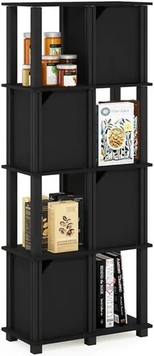 Vista 11 de FURINNO Brahms - Estantería de almacenamiento, 3 niveles, roble negro/negro