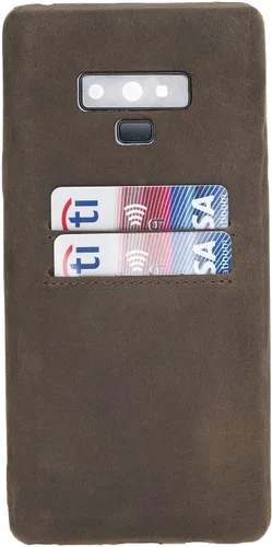 Vista 35 de HARDISTON Funda de piel auténtica hecha a mano para Samsung Galaxy Note 8, funda a presión con 2 ranuras para tarjetas de crédito, carga Marrón